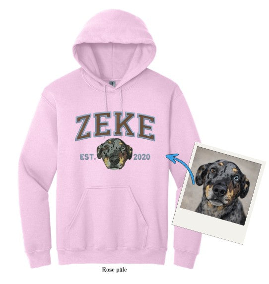 Hoodie personnalisé brodé – Portrait de ton animal de compagnie