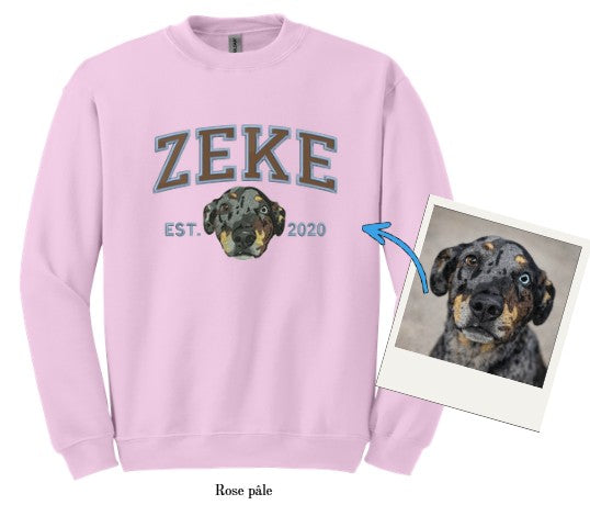 Crewneck personnalisé brodé – Portrait de ton animal de compagnie