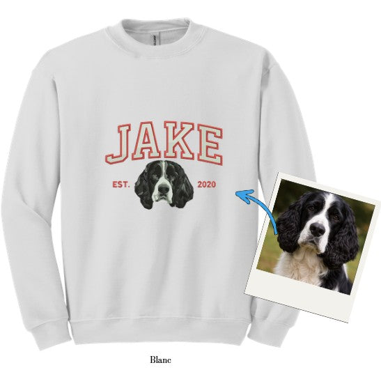 Crewneck personnalisé brodé – Portrait de ton animal de compagnie